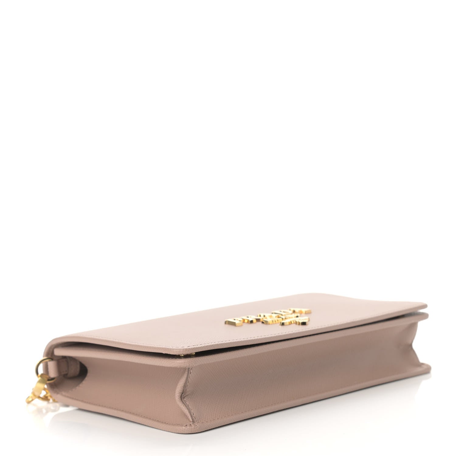 Prada Saffiano Lux Metal Logo Mini Chain Flap Crossbody Bag Cipria 4 of 8