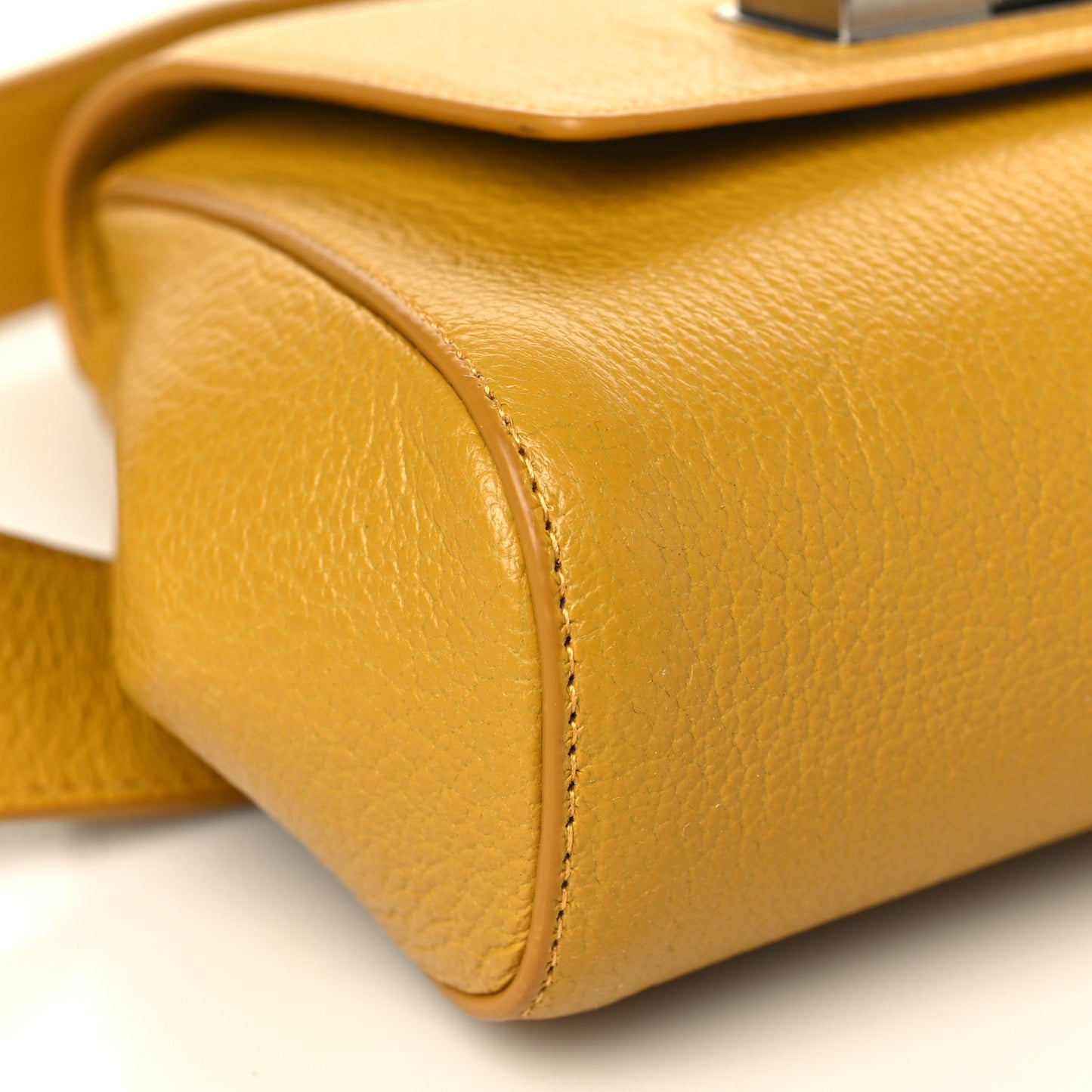 Grained Calfskin Geometric Belt Bag Mustard Yellow