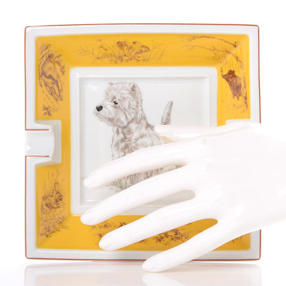 Hermes Porcelain Printed West Highland White Terrier Ashtray Yellow 2 of 6