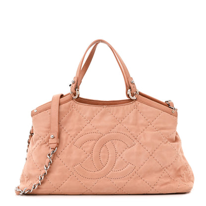 Chanel Iridescent Calfskin Quilted Small Sea Hit Tote Light Pink 1 of 16
