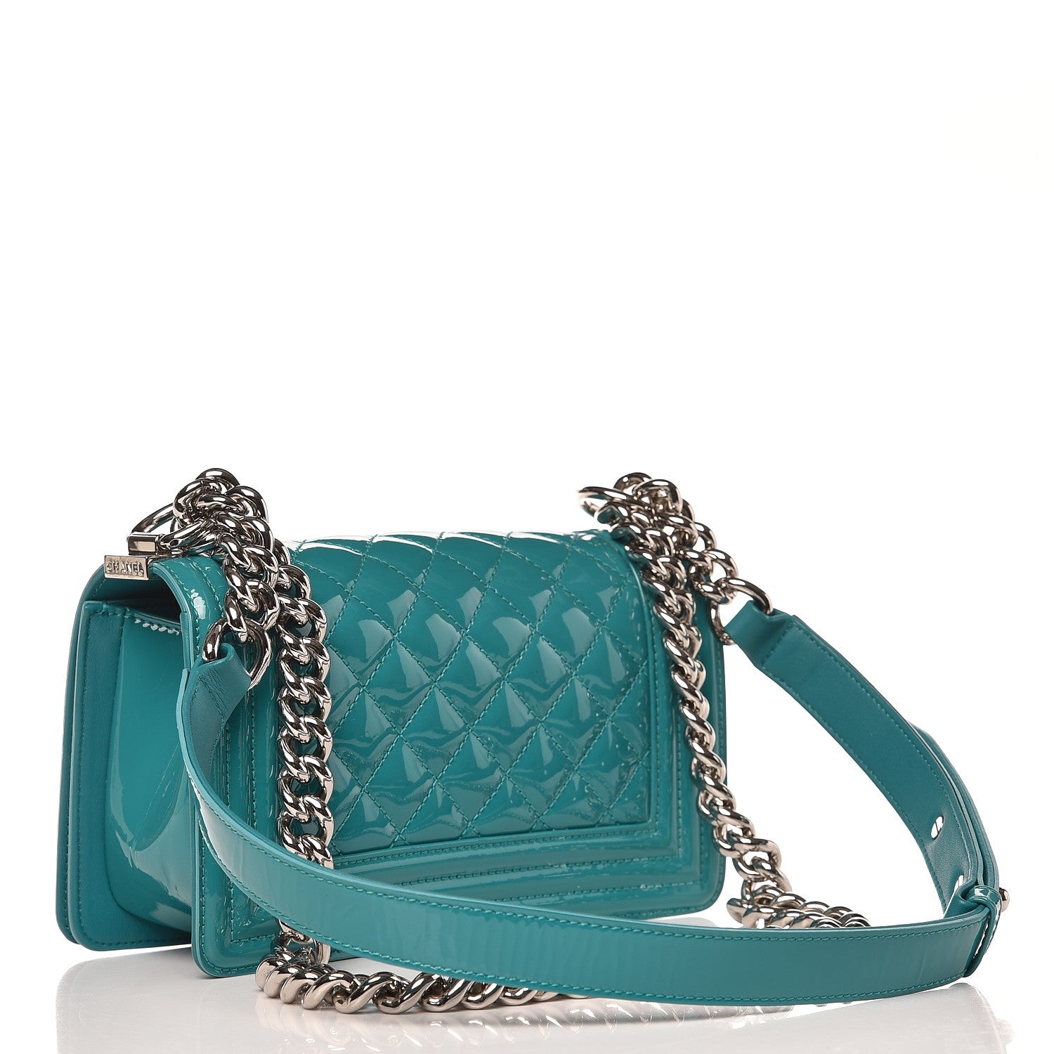 Chanel Patent Calfskin Small Boy Flap Plexiglass Turquoise 3 of 9