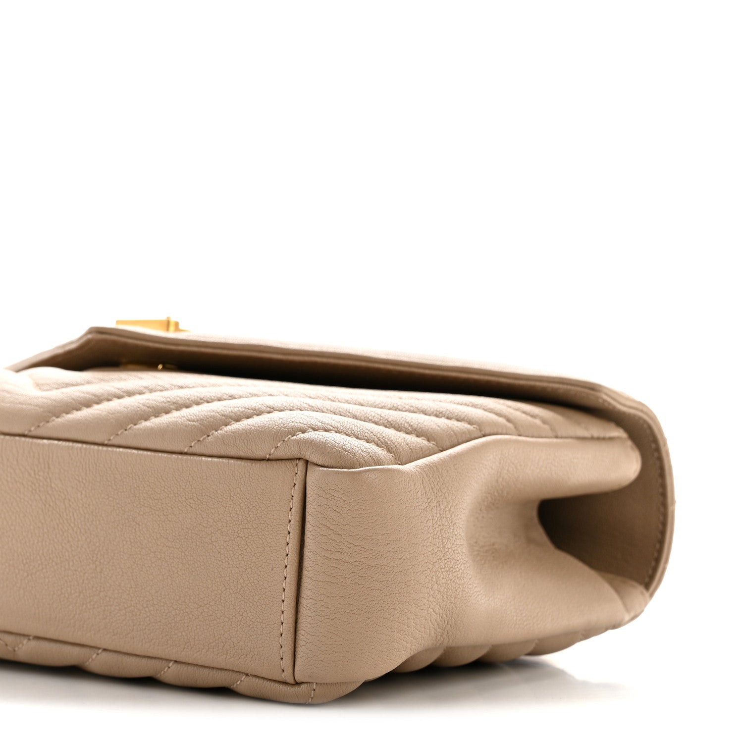 Saint Laurent Sheepskin Matelasse Chevron Monogram Medium College Bag Dark Beige 10 of 14