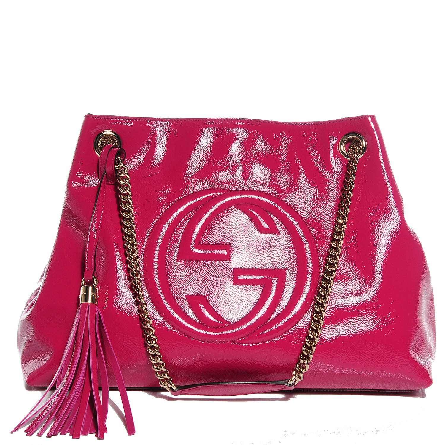 Gucci Vernice Naplack Medium Soho Chain Shoulder Bag Bright Bouganville 1 of 9