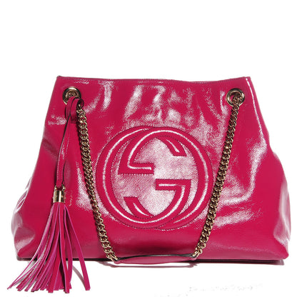 Gucci Vernice Naplack Medium Soho Chain Shoulder Bag Bright Bouganville 1 of 9