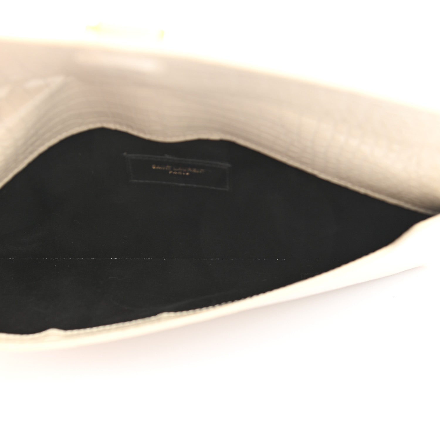 Saint Laurent Calfskin Crocodile Embossed Uptown Monogram Pouch Crema Soft 5 of 7
