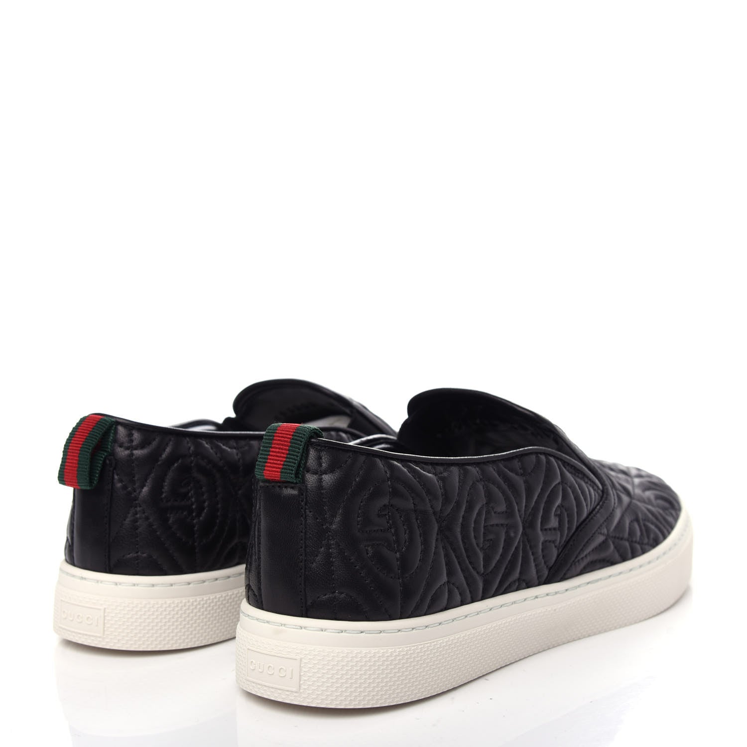 Gucci Nappa Web G Rhombus Quilted Mens Slip On Sneakers 8.5 Black 4 of 11