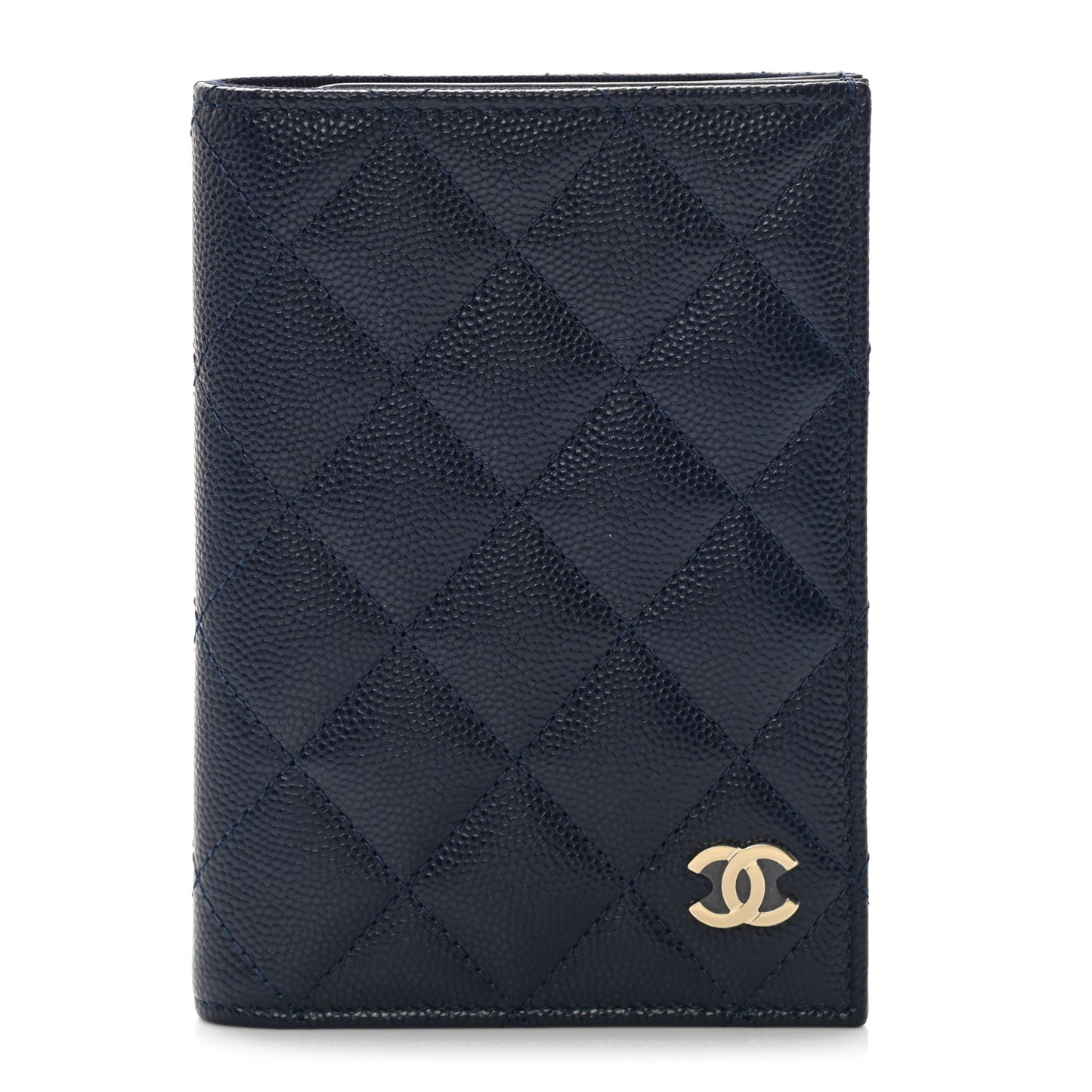 Caviar Quilted Passport Holder Navy Blue