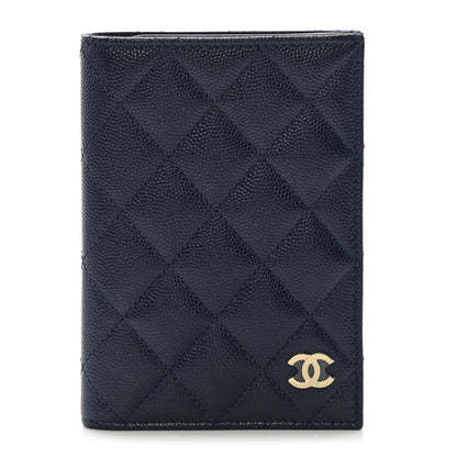 Chanel Caviar Quilted Passport Holder Navy Blue 1 of 7