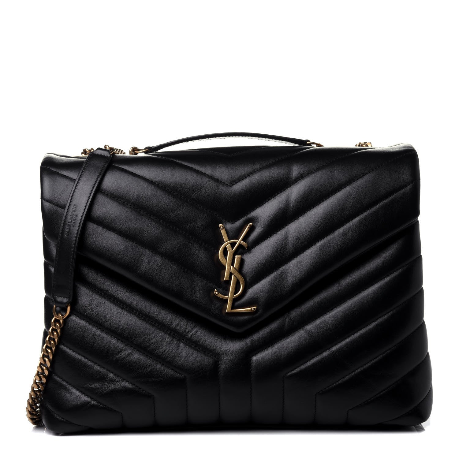 Saint Laurent Calfskin Y Quilted Monogram Medium Loulou Chain Satchel Black 1 of 4