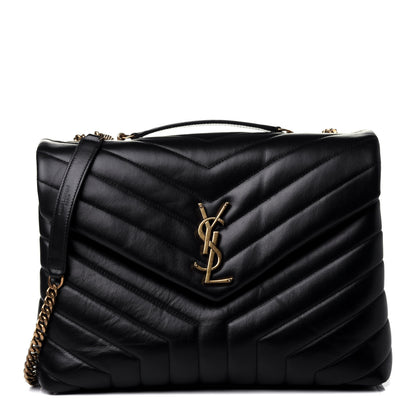 Saint Laurent Calfskin Y Quilted Monogram Medium Loulou Chain Satchel Black 1 of 4