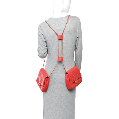Chanel Lambskin Quilted Side-Packs Red 2 of 15