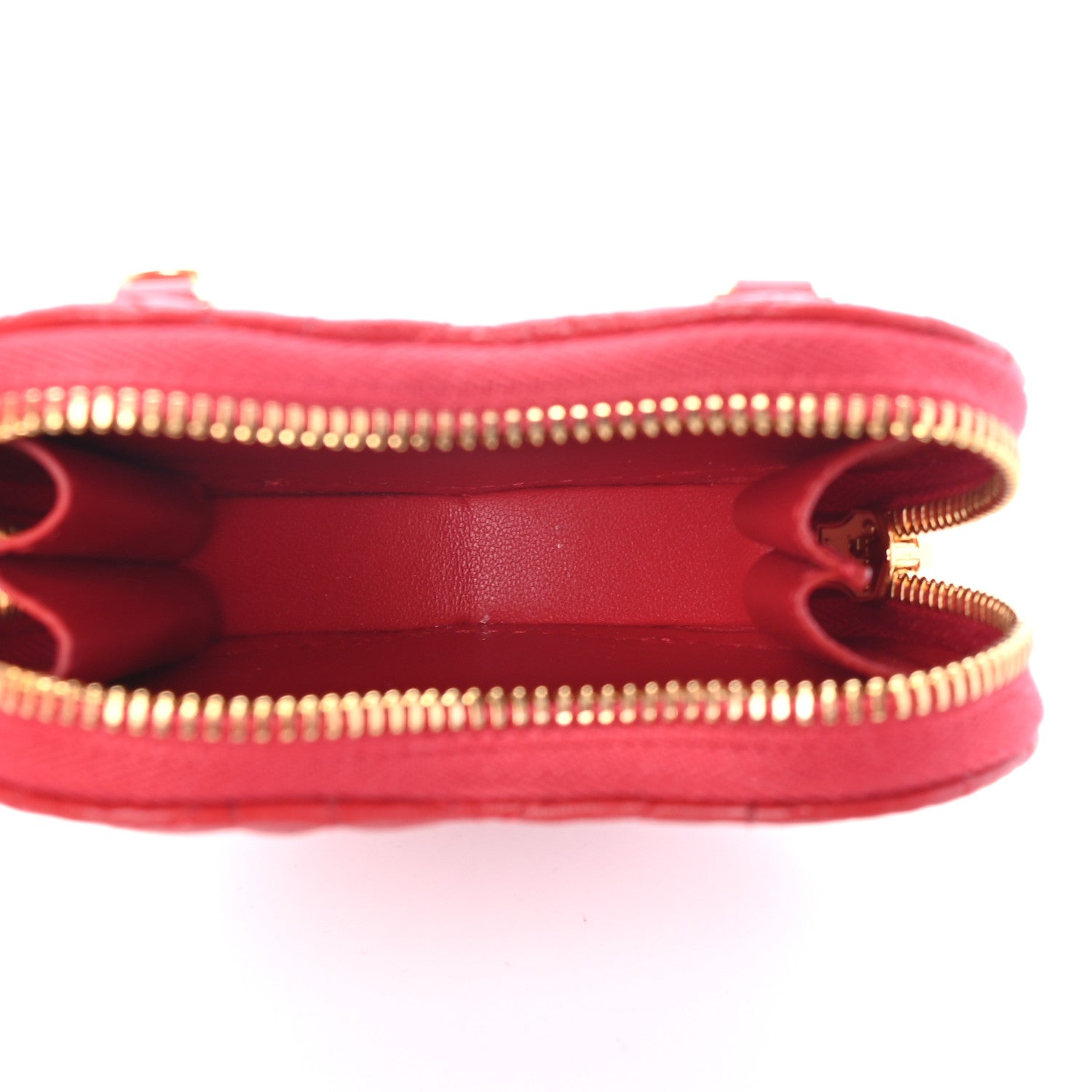 Christian Dior Calfskin Cannage Dioramour Caro Heart Pouch With Chain Bright Red 4 of 7