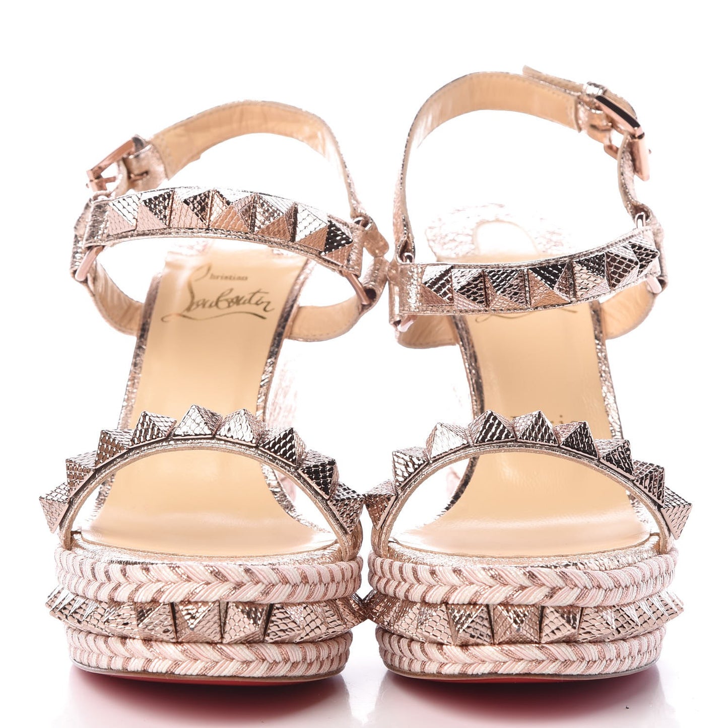 Specchio Vintage Pyraclou 110 Wedge Sandals 38 Rose Gold