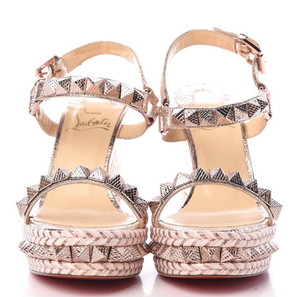 Christian Louboutin Specchio Vintage Pyraclou 110 Wedge Sandals 38 Rose Gold 2 of 7