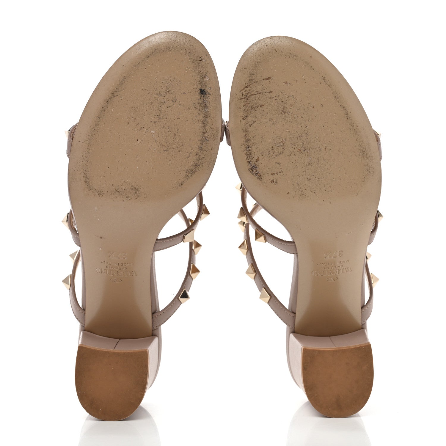 Valentino Garavani Calfskin Rockstud 60mm Caged Slide Sandals 37.5 Poudre 5 of 8