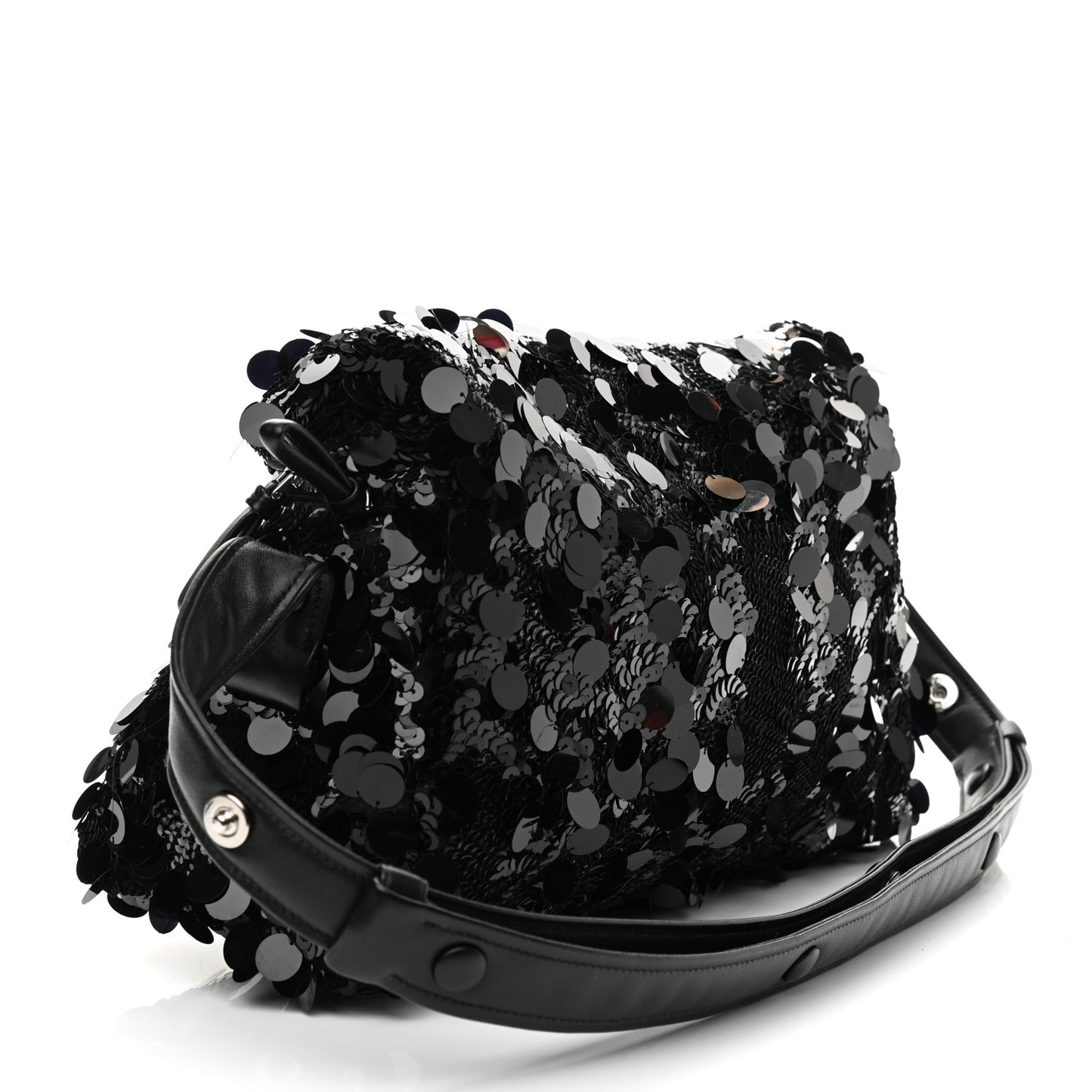 Paillettes Vitello Signaux Bag Black