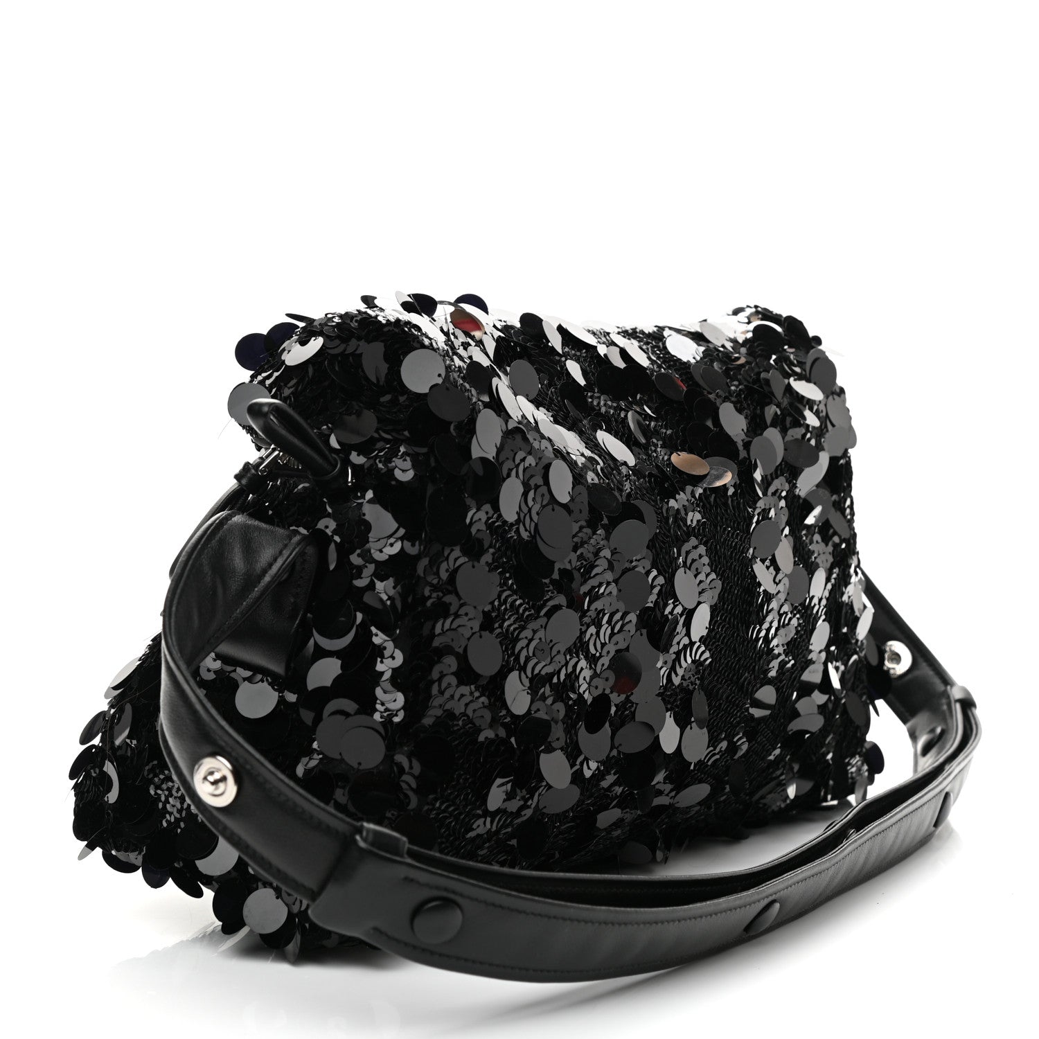 Prada Paillettes Vitello Signaux Bag Black 3 of 17