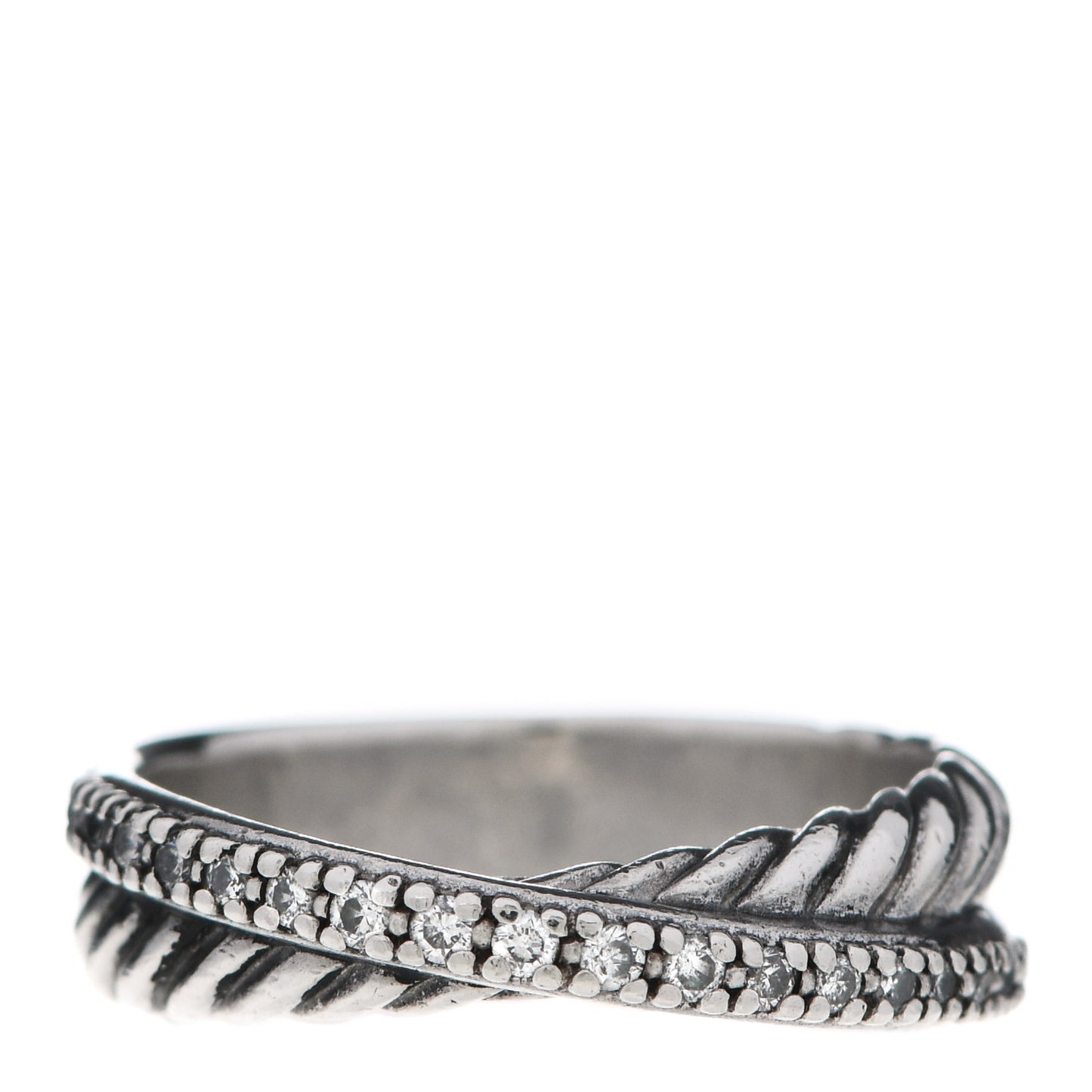 Sterling Silver Diamond 5mm Crossover Ring 52 6