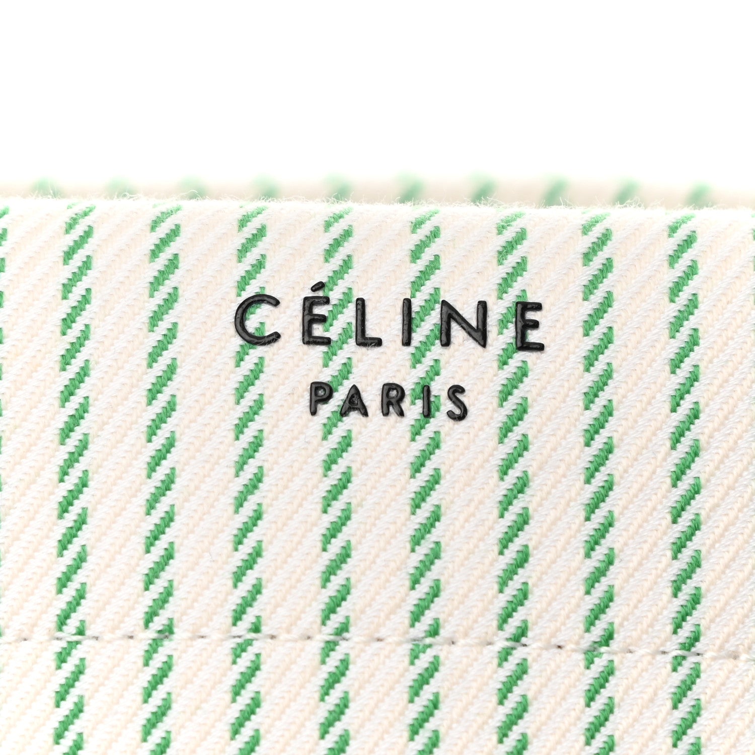 Celine Cotton Canvas Striped Medium Phantom Luggage White Green 6 of 12