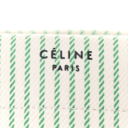 Celine Cotton Canvas Striped Medium Phantom Luggage White Green 6 of 12