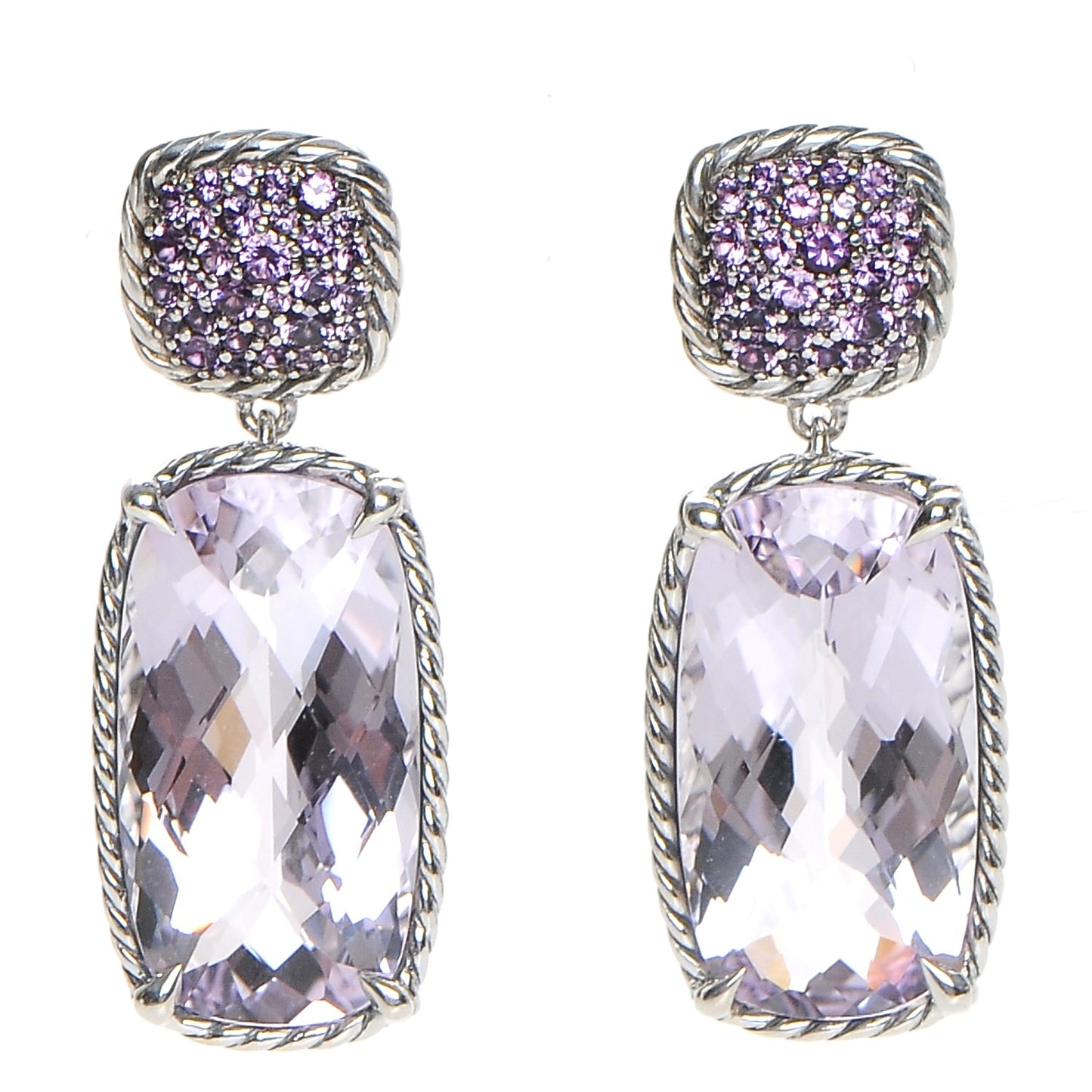 Sterling Silver Lavender Amethyst 36mm Chatelaine Drop Earrings