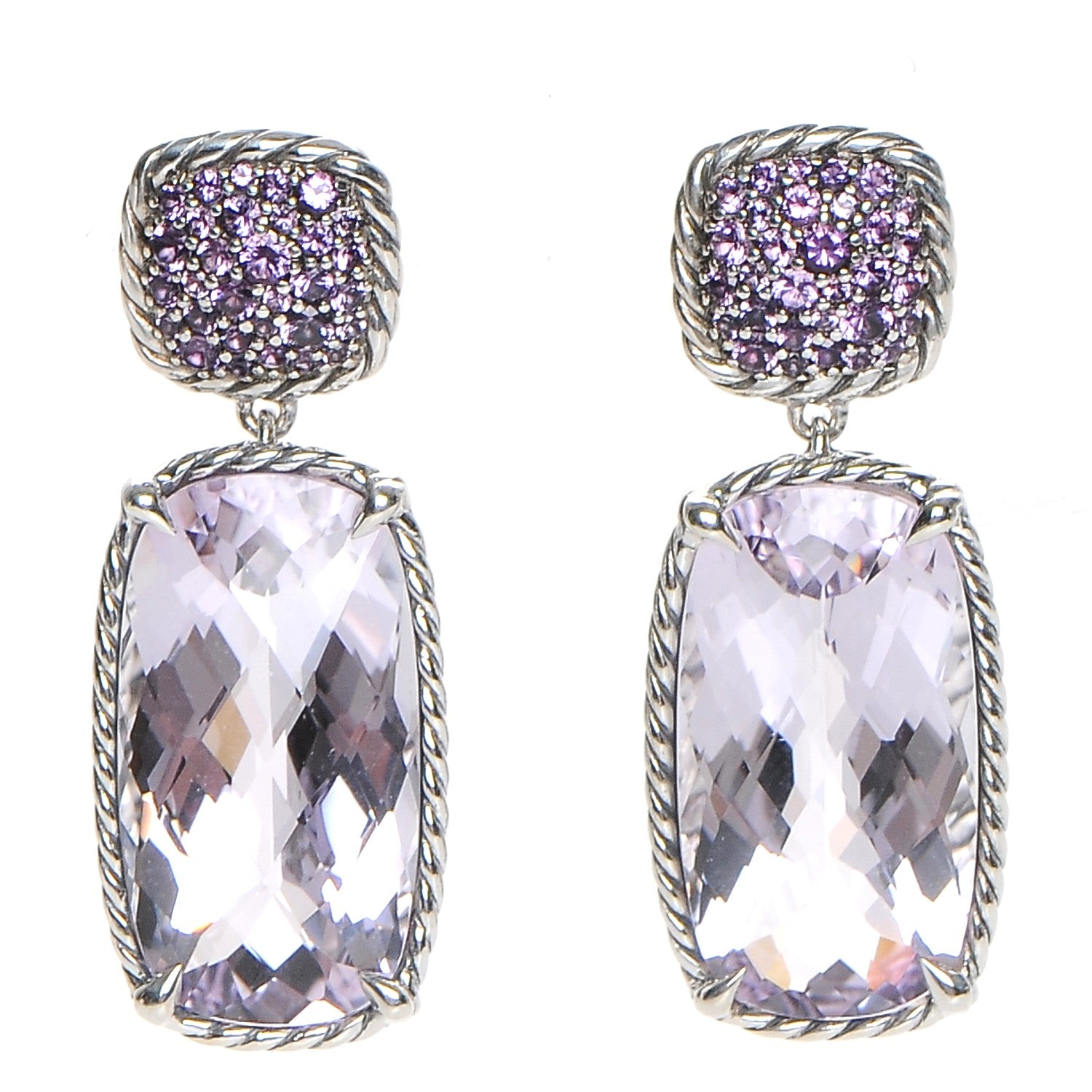 David Yurman Sterling Silver Lavender Amethyst 36mm Chatelaine Drop Earrings 1 of 8