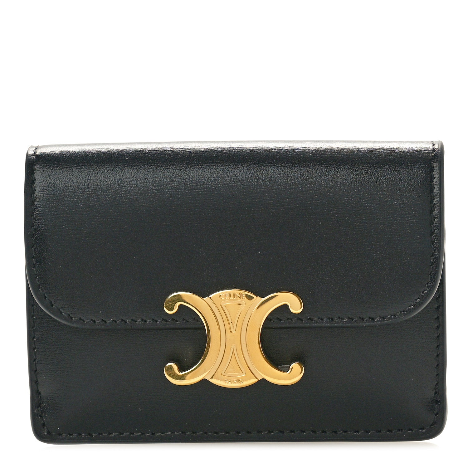Celine Shiny Smooth Calfskin Triomphe Card Holder Black 1 of 9