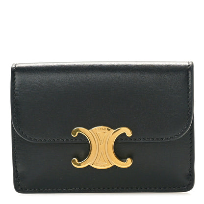 Celine Shiny Smooth Calfskin Triomphe Card Holder Black 1 of 9