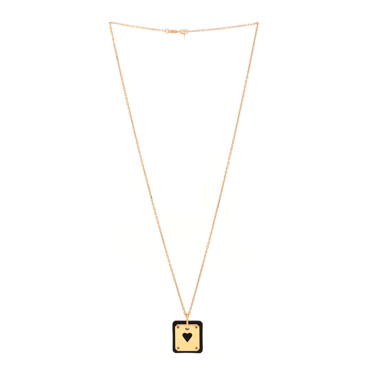 Hermes Gold Plated Swift As De Coeur Necklace Black 3 of 6