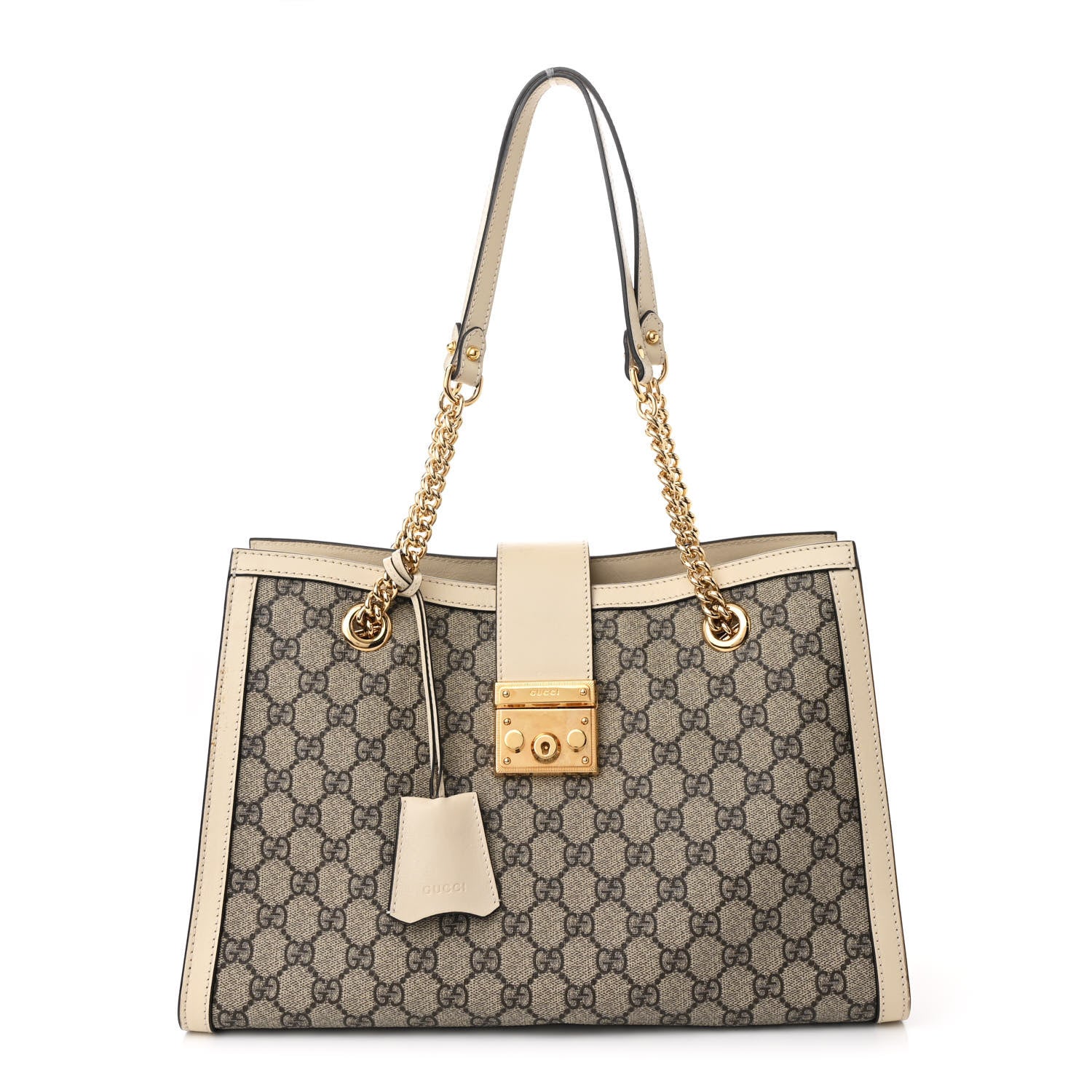 Gucci GG Supreme Monogram Medium Padlock Tote White 1 of 11