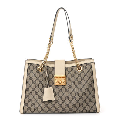Gucci GG Supreme Monogram Medium Padlock Tote White 1 of 11