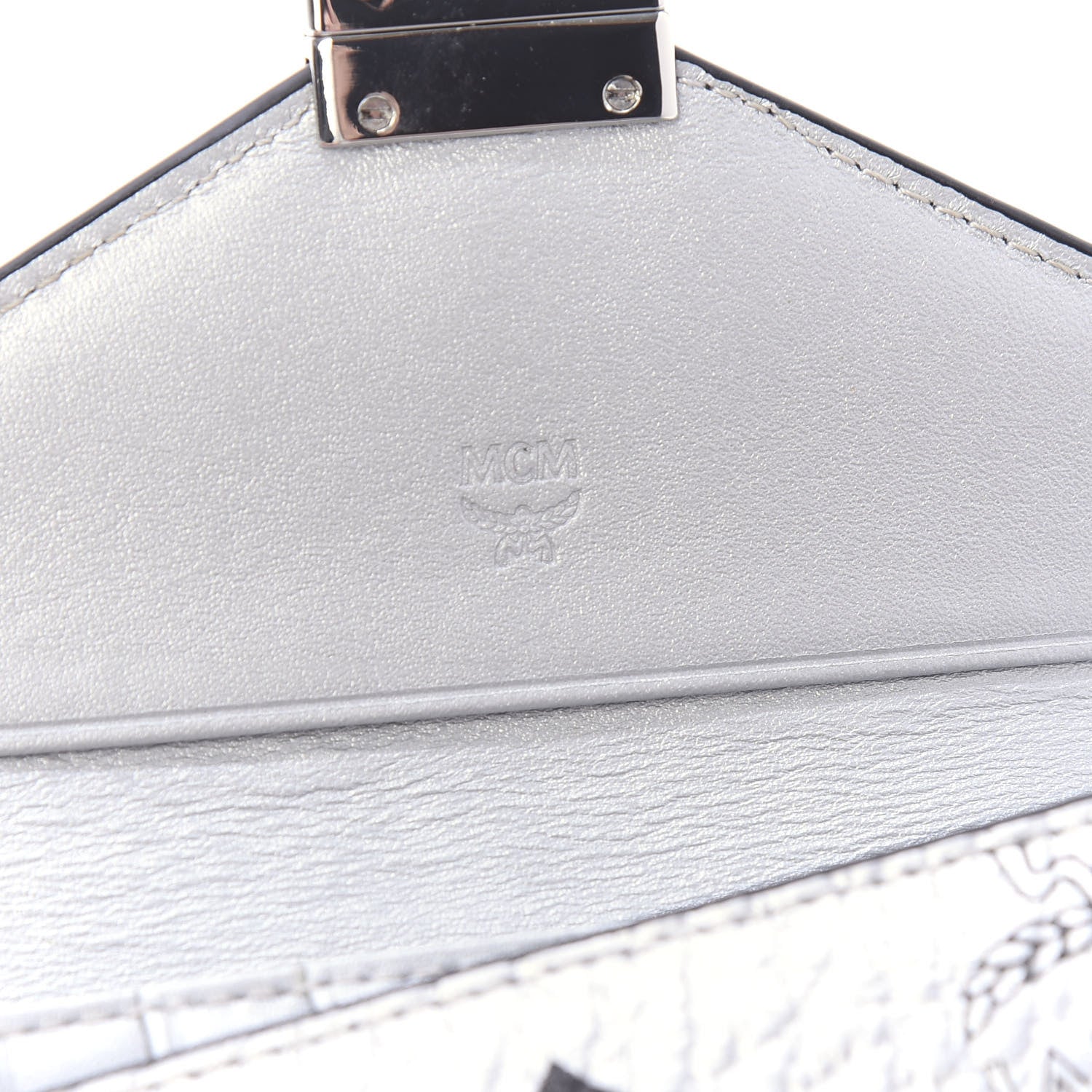MCM Metallic Visetos Compact Wallet Silver 8 of 10