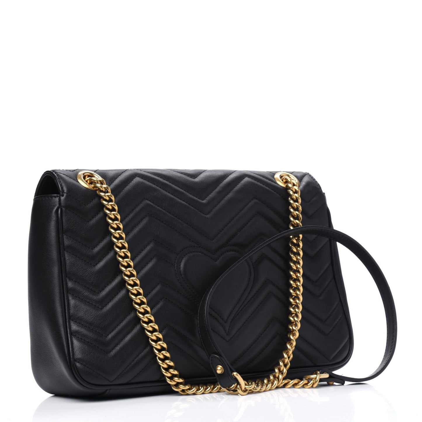 Calfskin Matelasse Medium GG Marmont Shoulder Bag Black