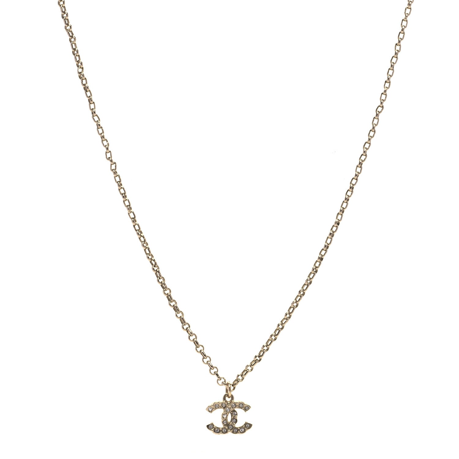 Chanel Pearl Crystal CC Pendant Necklace Gold 1 of 5