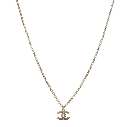 Chanel Pearl Crystal CC Pendant Necklace Gold 1 of 5