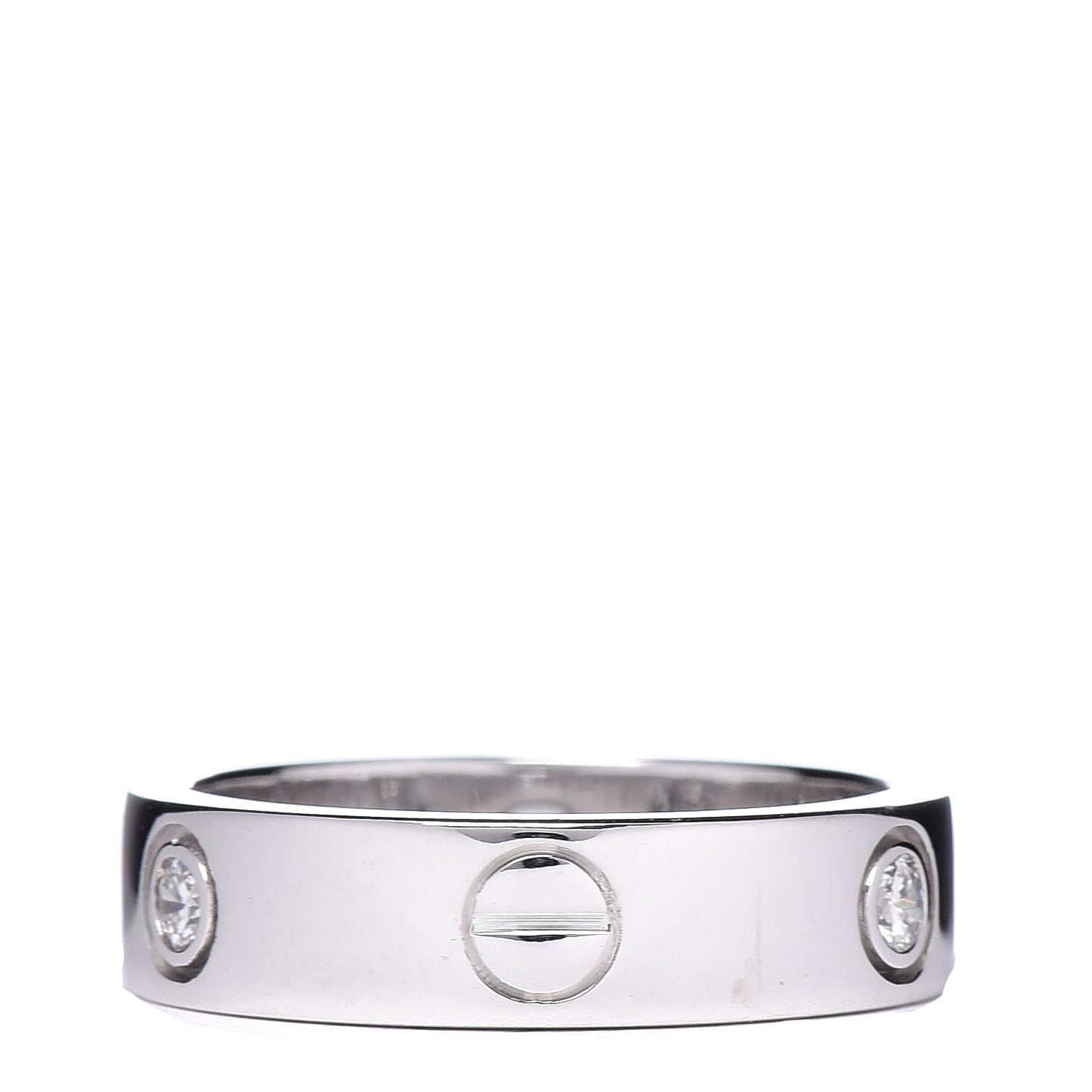 18K White Gold 3 Diamond 5.5mm LOVE Ring 56 7.75