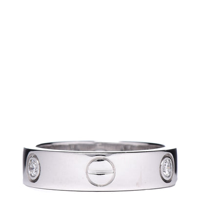 Cartier 18K White Gold 3 Diamond 5.5mm LOVE Ring 56 7.75 3 of 5