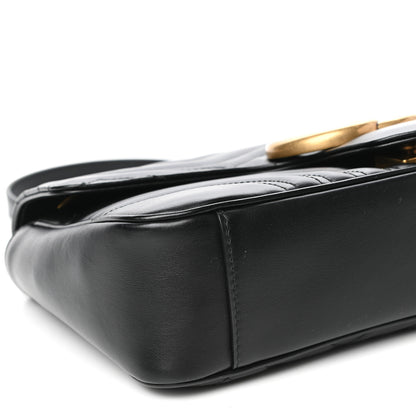 Gucci Calfskin Matelasse Medium GG Marmont Shoulder Bag Black 8 of 10