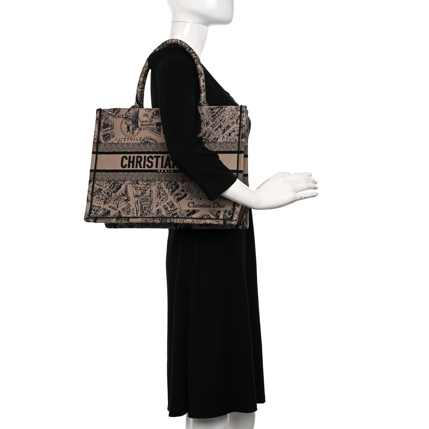 Canvas Embroidered Medium Plan De Paris Book Tote Beige Multi
