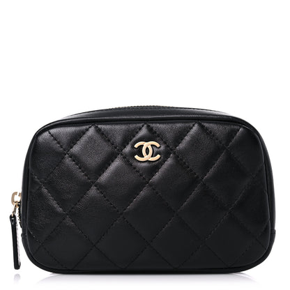 Chanel Lambskin Quilted Small Curvy Pouch Cosmetic Case Black 1 of 10