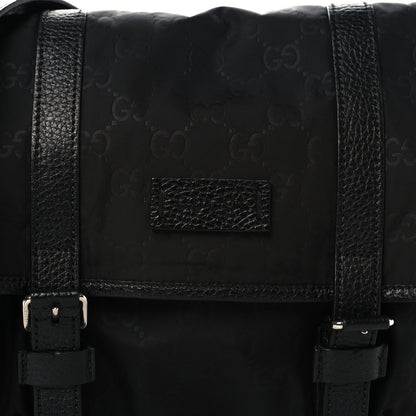 Gucci Nylon Monogram Double Buckle Flap Messenger Bag Black 8 of 10