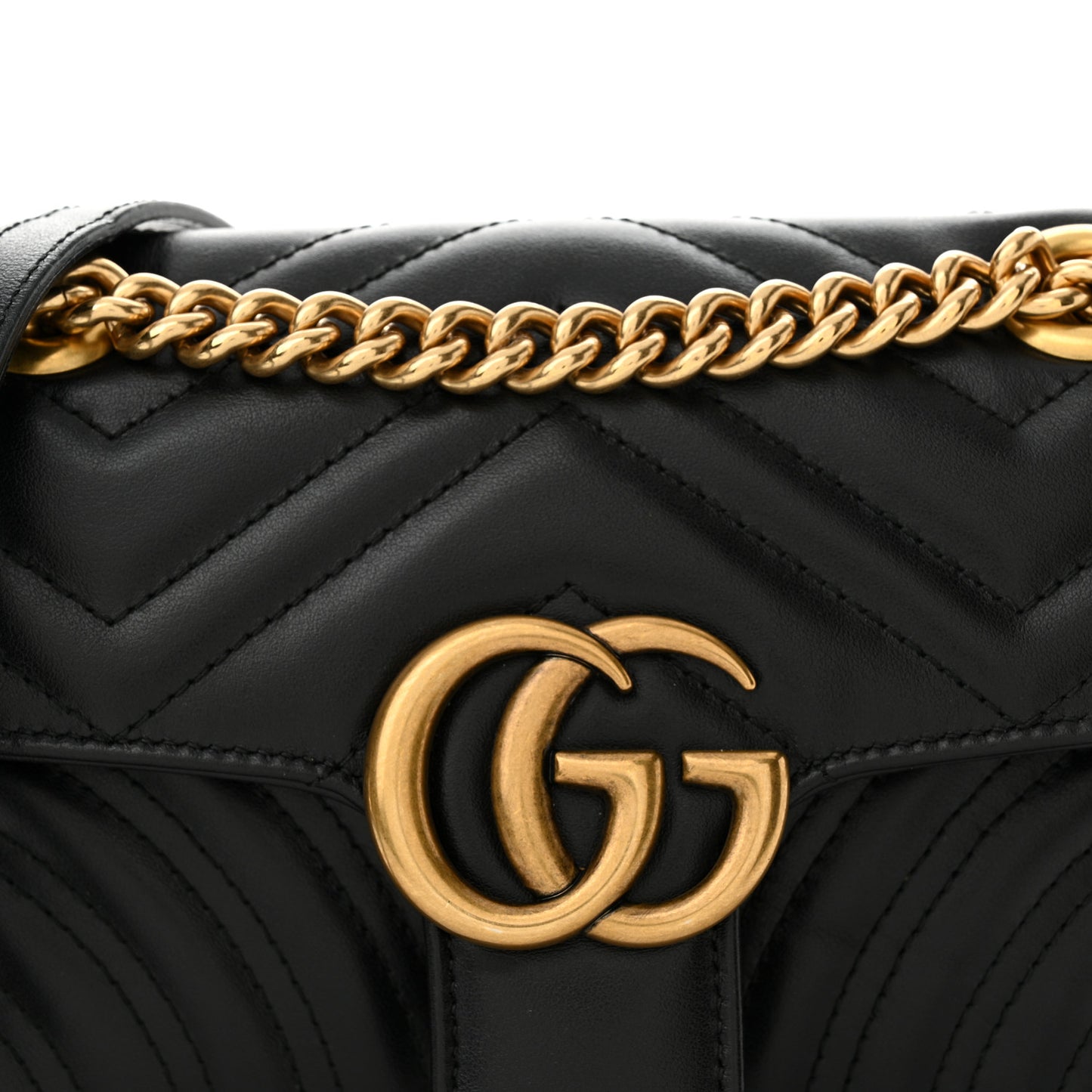 Calfskin Matelasse Mini GG Marmont Shoulder Bag Black