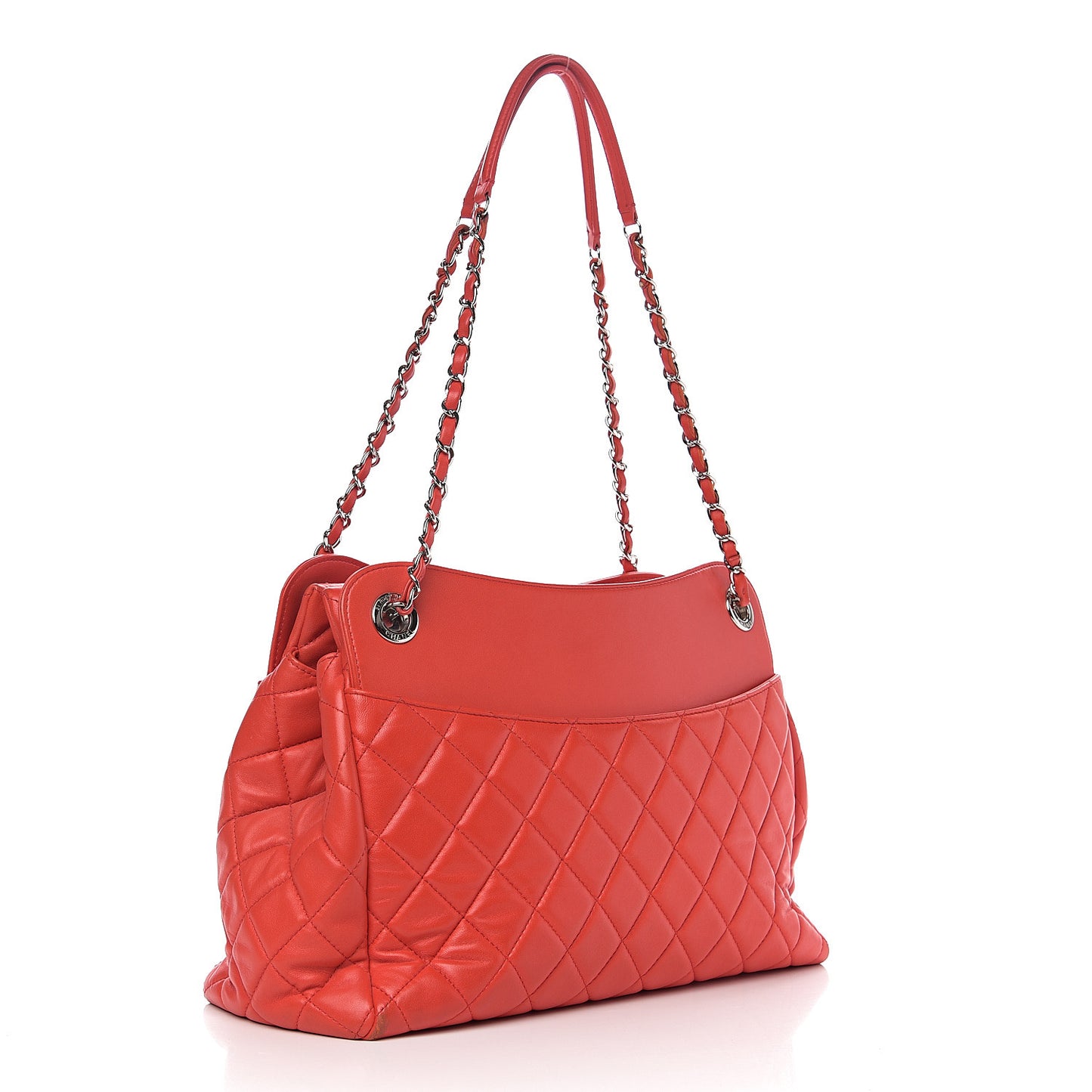 Lambskin Quilted Large 7 Tote Red