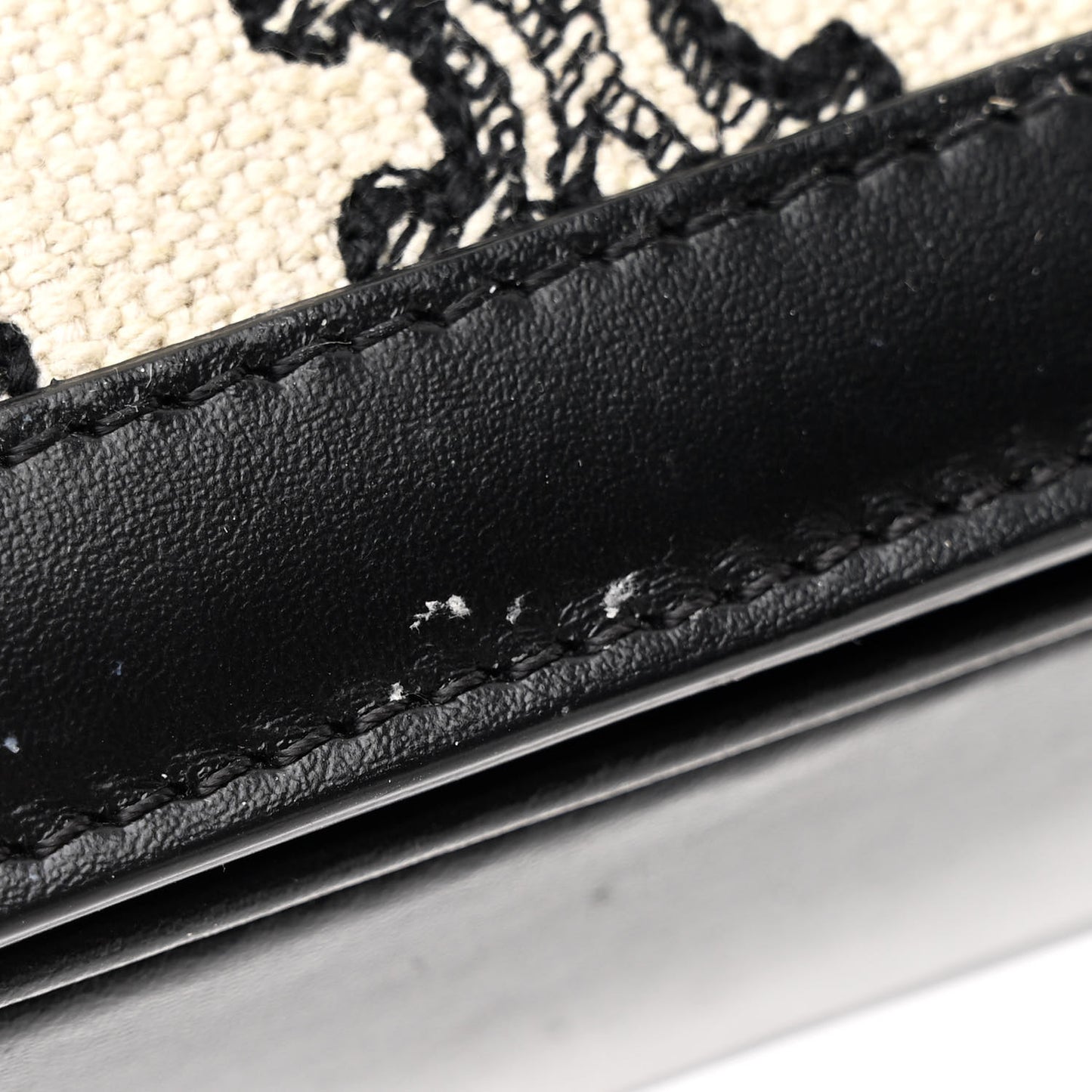 Canvas Calfskin Triomphe Embroidered Medium Triomphe Bag Black