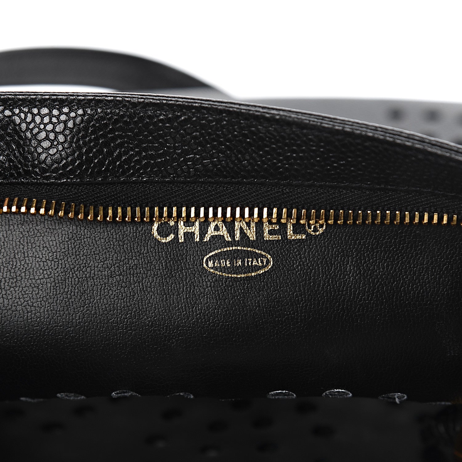 Chanel Caviar Perforated CC Tote Black 7 of 12