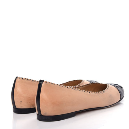 Chanel Lambskin Cap Toe Ballerina Flats 41 Beige Black 4 of 10