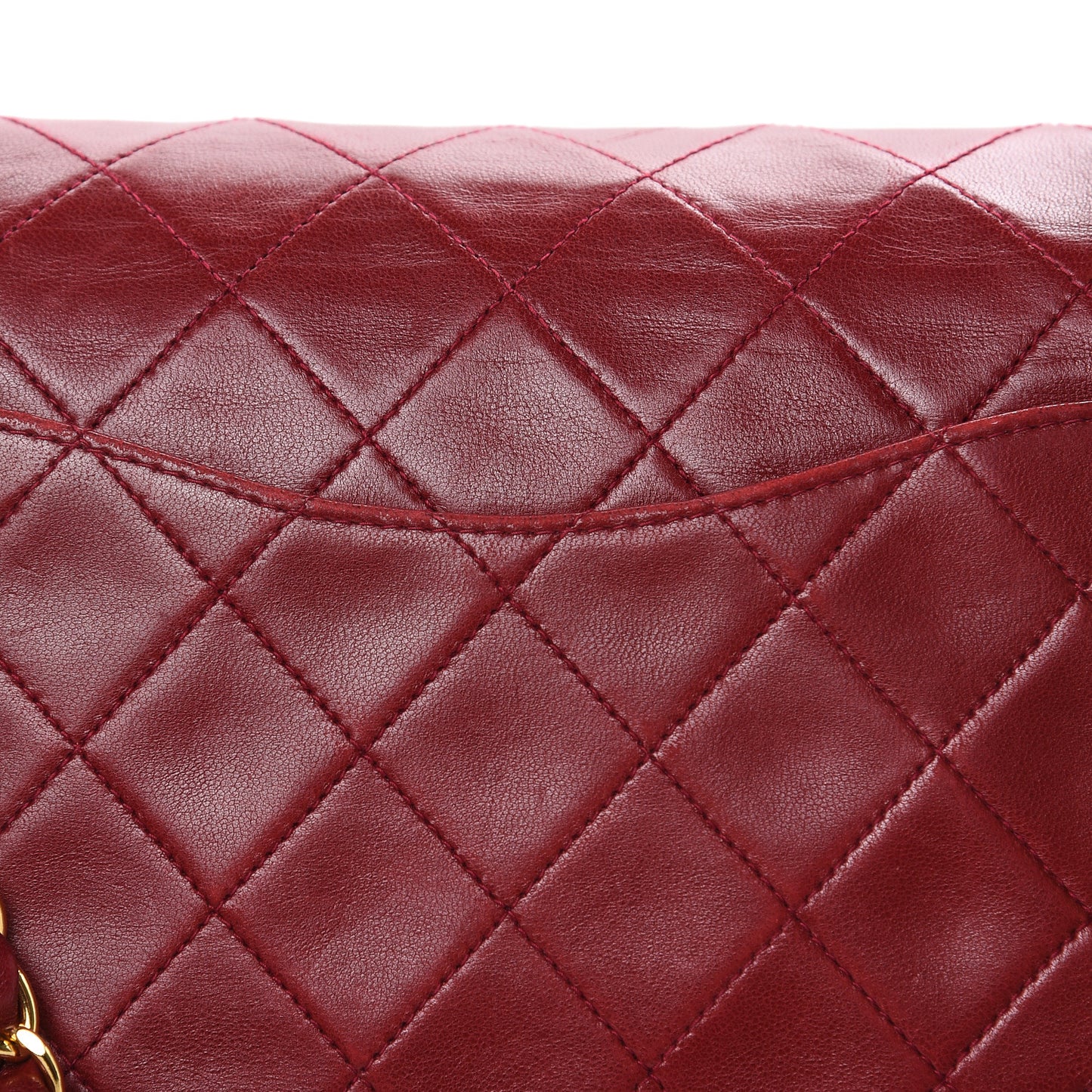 Lambskin Quilted Medium Double Flap Red