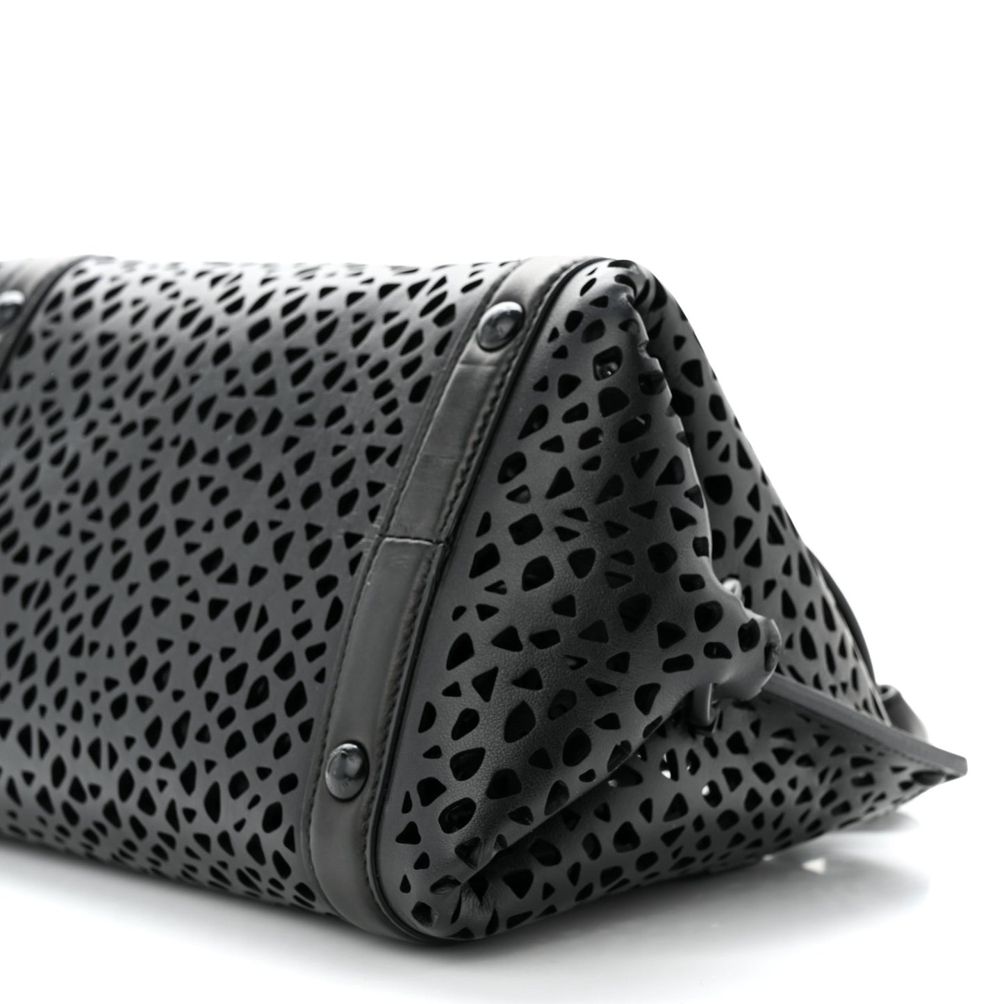 Soft Calfskin Laser Cut Sofia Satchel Black