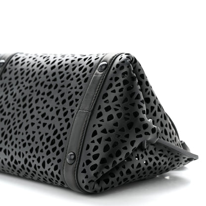 Salvatore Ferragamo Soft Calfskin Laser Cut Sofia Satchel Black 10 of 11