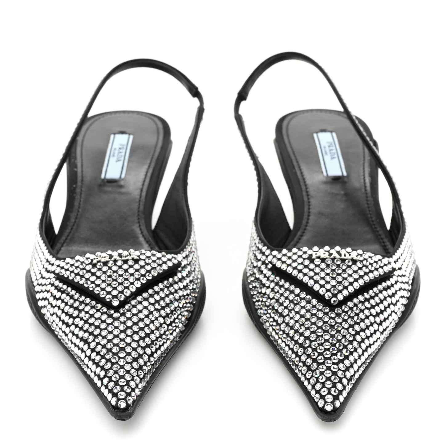 Satin Crystal Logo 45mm Slingback Pumps 37 Cristal